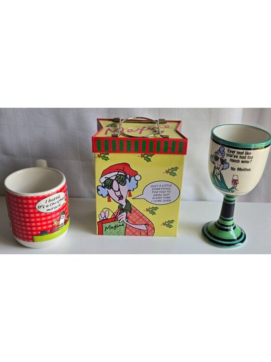 Maxine Hallmark Other - Maxine Hallmark Collectibles Mug I Baked, Cup Too Much Wine? Metal Gift Bag